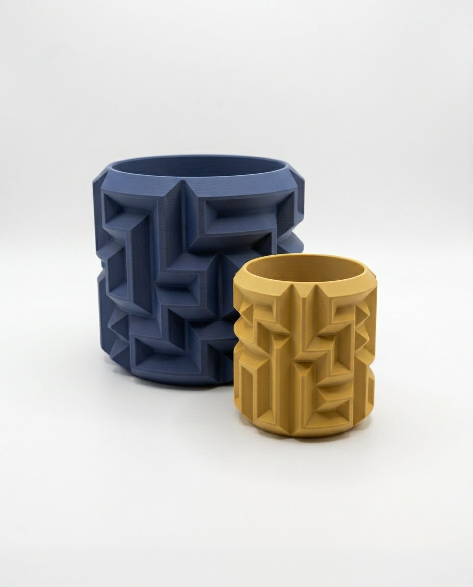 The Labyrinth– 3D Printed Geometric Planter (Aqua green)