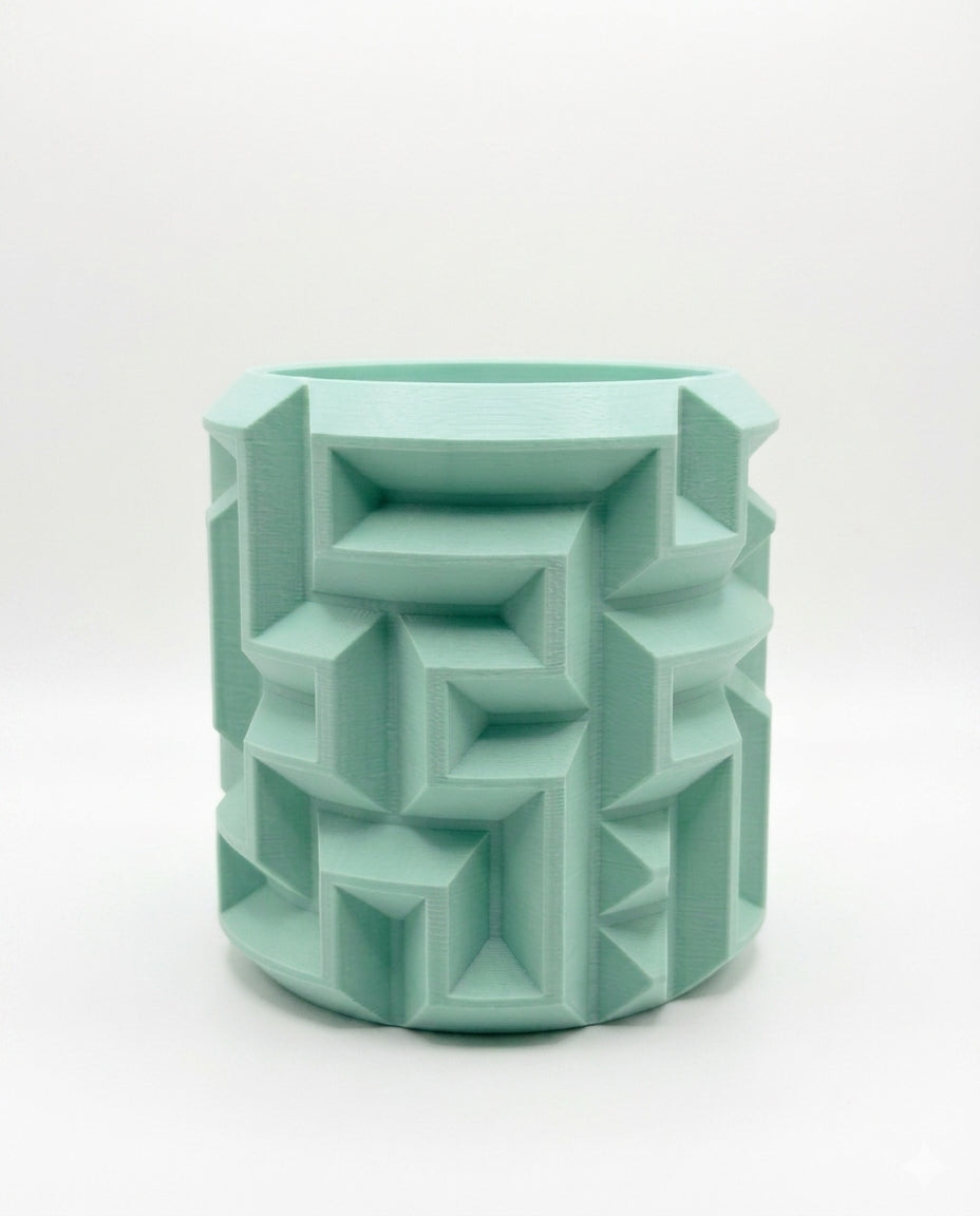 The Labyrinth– 3D Printed Geometric Planter (Bleu)